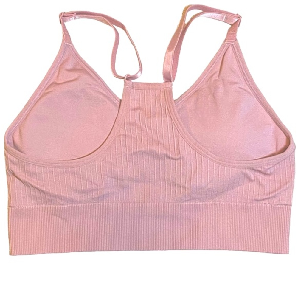 VICTORIAS SECRET PINK SEAMLESS LINED SPORTS BRA RACERBACK PINK S - Picture 8 of 11